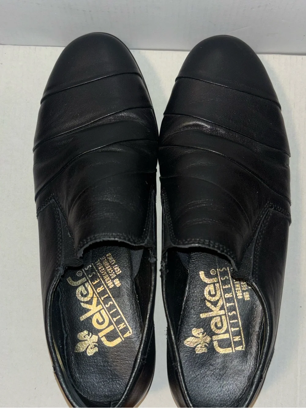 Rieker Antistress Layered Loafer Black Leather Woman's Size 6 Slip ons